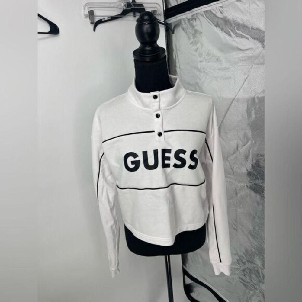 Guess crop top white and black size large sweatshirt S-11